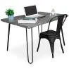 Buy Desk Set - Industrial Design 120cm - Hairpin + Dining Chair - Stylix Black 60069