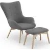 Buy Upholstered Armchair with Footrest - Scandinavian Style - Huda Dark grey 60084