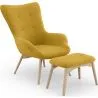 Buy Upholstered Armchair with Footrest - Scandinavian Style - Huda Yellow 60084
