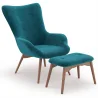 Armchair with Footrest - Upholstered in Velvet - Scandinavian Style - Huda image 9