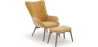 Buy Armchair with Footrest - Upholstered in Velvet - Scandinavian Style - Huda Yellow 60097 - in the EU