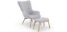 Buy  Armchair with Footrest - Upholstered in Linen - Huda Light grey 60084 - in the EU