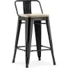 Buy Bar stool with small backrest Tolix Style industrial design Metal and Light Wood - 60 cm - New Edition Black 60125