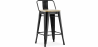 Buy Bar Stool with Backrest - Industrial Design - Wood & Steel - 60cm - New Edition - Stylix Black 60125 in the Europe
