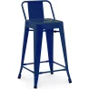 Buy Bar stool with small backrest  Stylix industrial design Metal - 60cm - New Edition Dark blue 60126