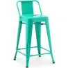 Buy Bar stool with small backrest  Stylix industrial design Metal - 60cm - New Edition Pastel green 60126