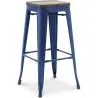 Buy Bar stool Tolix Style industrial design Metal and Dark Wood - 76 cm - New Edition Dark blue 60137
