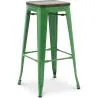 Buy Bar stool Tolix Style industrial design Metal and Dark Wood - 76 cm - New Edition Green 60137