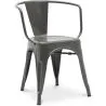Buy Dining Chair with armrest Tolix Style industrial design Metal - New Edition Dark grey 60140