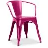 Buy Dining Chair with armrest Tolix Style industrial design Metal - New Edition Fuchsia 60140