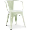 Buy Dining Chair with armrest Tolix Style industrial design Metal - New Edition Pale Green 60140