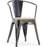 Buy Dining Chair with armrest Tolix Style industrial design Metal and Light Wood - New Edition Metallic bronze 60143