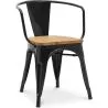 Buy Dining Chair with armrest Tolix Style industrial design Metal and Light Wood - New Edition Black 60143