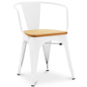 Buy Dining Chair with Armrests - Industrial Design - Wood and Steel - New Edition - Stylix White 60143 at Privatefloor