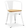Buy Dining Chair with armrest Tolix Style industrial design Metal and Light Wood - New Edition White 60143