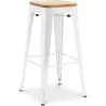 Buy Bar stool Tolix Style industrial design Metal and Light Wood - 76 cm - New Edition White 60144