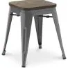 Buy Stool Tolix Style Industrial Design Metal and Dark Wood - 45 cm - New Edition Dark grey 60145