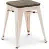 Buy Stool Tolix Style Industrial Design Metal and Dark Wood - 45 cm - New Edition Pastel orange 60145