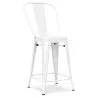 Buy Bar stool with backrest Tolix Style industrial design Metal - 60 cm - New Edition White 60146