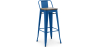 Buy Bar stool with small backrest  Stylix industrial design Metal and Dark Wood - 76 cm - New Edition Dark blue 60150 Home delivery