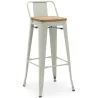 Bar Stool with Backrest - Industrial Design - Wood & Steel - 76cm - New Edition - Stylix image 9