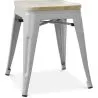 Buy Stool Tolix Style Industrial Design Metal and Light Wood - 45 cm - New Edition Light grey 60153