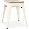 Buy Stool Tolix Style Industrial Design Metal and Light Wood - 45 cm - New Edition Cream 60153