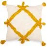 Buy Square Cotton Cushion in Boho Bali Style, cover + filling  - Frewla Yellow 60204