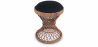 Buy Low Garden Stool with Cushion in Boho Bali Style, Rattan - Heley Black 60288 - in the EU