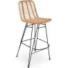 Buy Bar Stool in Boho Bali Style, Rattan and Iron - Tray Natural 60292
