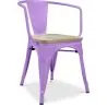 Buy Stylix Chair with Armrest - Metal and Light Wood Light Purple 59711
