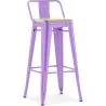 Buy Stylix bar stool with small backrest - 76 cm - Metal and Light Wood Light Purple 59694