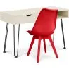 Buy Wooden Desk Set - Scandinavian Design - Andor + Dining Chair - Scandinavian Design - Denisse Red 60117