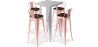 Buy Silver Bar Table + X4 Bar Stools Set Bistrot Stylix Industrial Design Metal and Dark Wood - New Edition Pastel orange 60432 - prices