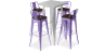 Buy Silver Bar Table + X4 Bar Stools Set Bistrot Stylix Industrial Design Metal and Dark Wood - New Edition Pastel purple 60432 Home delivery