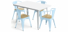 Buy Dining Table + X4 Dining Chairs with Armrest Set - Bistrot Style Industrial Design Metal and Light Wood - New Edition Light blue 60442 Home delivery