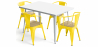 Buy Dining Table + X4 Dining Chairs with Armrest Set - Bistrot Style Industrial Design Metal and Light Wood - New Edition Yellow 60442 in the Europe