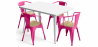 Buy Dining Table + X4 Dining Chairs with Armrest Set - Bistrot Style Industrial Design Metal and Light Wood - New Edition Fuchsia 60442 - prices