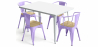 Buy Dining Table + X4 Dining Chairs with Armrest Set - Bistrot Style Industrial Design Metal and Light Wood - New Edition Pastel purple 60442 - in the EU