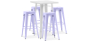 Buy Pack White Stool Table & 4 Bar Stools Industrial Design - Metal - New Edition - Bistrot Stylix Lavander 60443 in the Europe