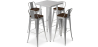 Buy Silver Bar Table + X4 Bar Stools Set Bistrot Stylix Industrial Design Metal and Dark Wood - New Edition Silver 60432 - in the EU