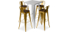Buy Silver Bar Table + X4 Bar Stools Set Bistrot Stylix Industrial Design Metal and Dark Wood - New Edition Gold 60432 with a guarantee