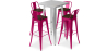 Buy Silver Bar Table + X4 Bar Stools Set Bistrot Stylix Industrial Design Metal and Dark Wood - New Edition Fuchsia 60432 Home delivery