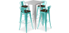 Buy Silver Bar Table + X4 Bar Stools Set Bistrot Stylix Industrial Design Metal and Dark Wood - New Edition Pastel green 60432 with a guarantee