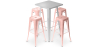 Buy Pack Stool Table & 4 Bar Stools Industrial Design - Metal - New Edition - Bistrot Stylix Pastel orange 60446 - in the EU