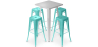 Buy Pack Stool Table & 4 Bar Stools Industrial Design - Metal - New Edition - Bistrot Stylix Pastel green 60446 in the Europe