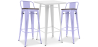 Buy Pack of White Stool Table and Pack of 2 Bar Stools with backrest - Industrial Design - New Edition - Bistrot Stylix Lavander 60447 Home delivery