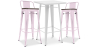 Buy Pack of White Stool Table and Pack of 2 Bar Stools with backrest - Industrial Design - New Edition - Bistrot Stylix Pastel pink 60447 - prices