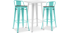 Buy Pack of White Stool Table and Pack of 2 Bar Stools with backrest - Industrial Design - New Edition - Bistrot Stylix Pastel green 60447 - in the EU