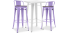 Buy Pack of White Stool Table and Pack of 2 Bar Stools with backrest - Industrial Design - New Edition - Bistrot Stylix Pastel purple 60447 at Privatefloor